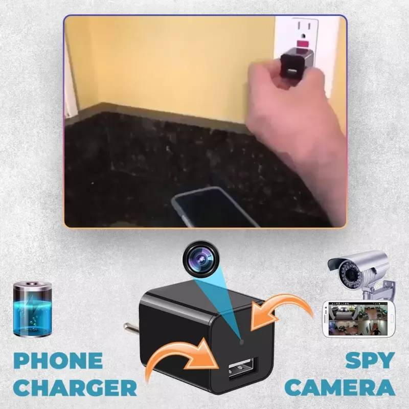 USB nabíječka se špionážní kamerou