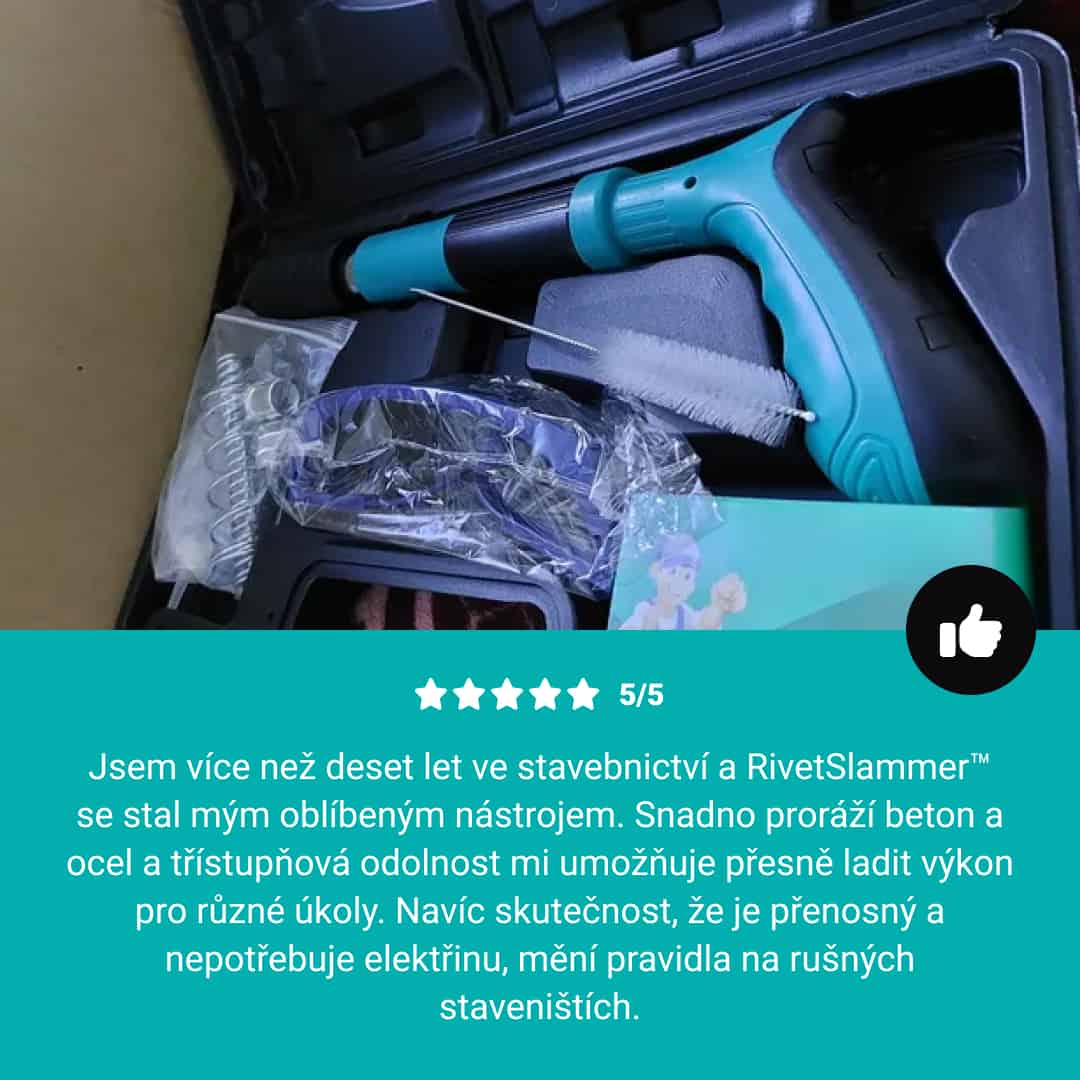 RHINOFIX Rivetslammer PRO – Pružinový nástroj pro zatloukání hřebíků do betonu a oceli + ZDARMA box a 50 hřebíků - Obrázek 5