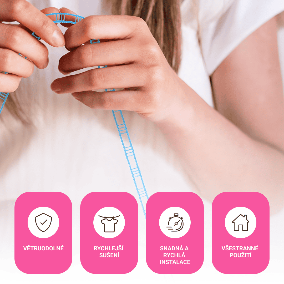 5M NYLONOVÉ PŘENOSNÉ ŠŇŮRY NA PRÁDLO DRYLINES™ - 2+1 ZDARMA! - Obrázek 5