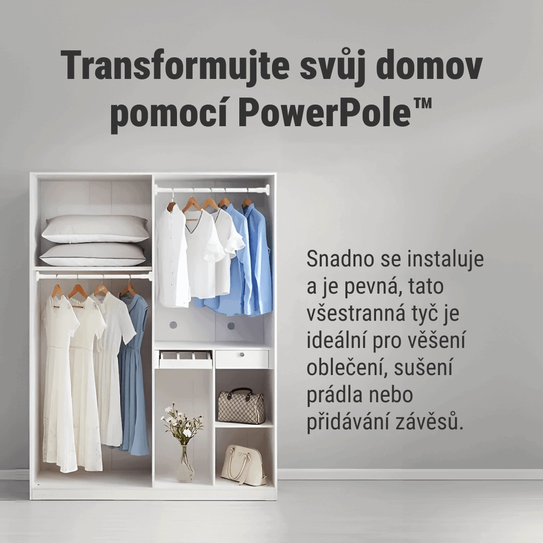POWERPOLE – univerzální rozpěrná tyč bez vrtání pro zavěšení a skladování (110–400 cm) - Obrázek 4