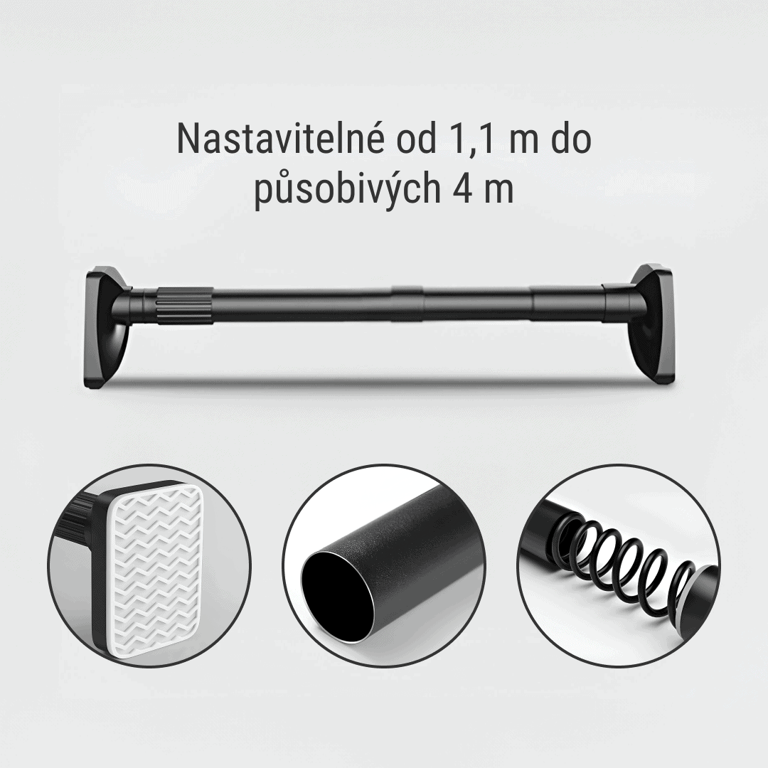 POWERPOLE – univerzální rozpěrná tyč bez vrtání pro zavěšení a skladování (110–400 cm) - Obrázek 2