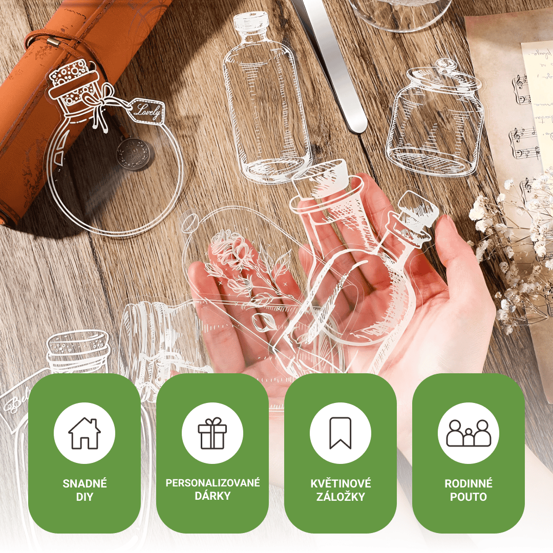 FLOWERMARKS™ TRANSPARENTNÍ ZÁLOŽKY NA SUŠENÉ KVĚTINY – 80 KS 1+1 ZDARMA! - Obrázek 5